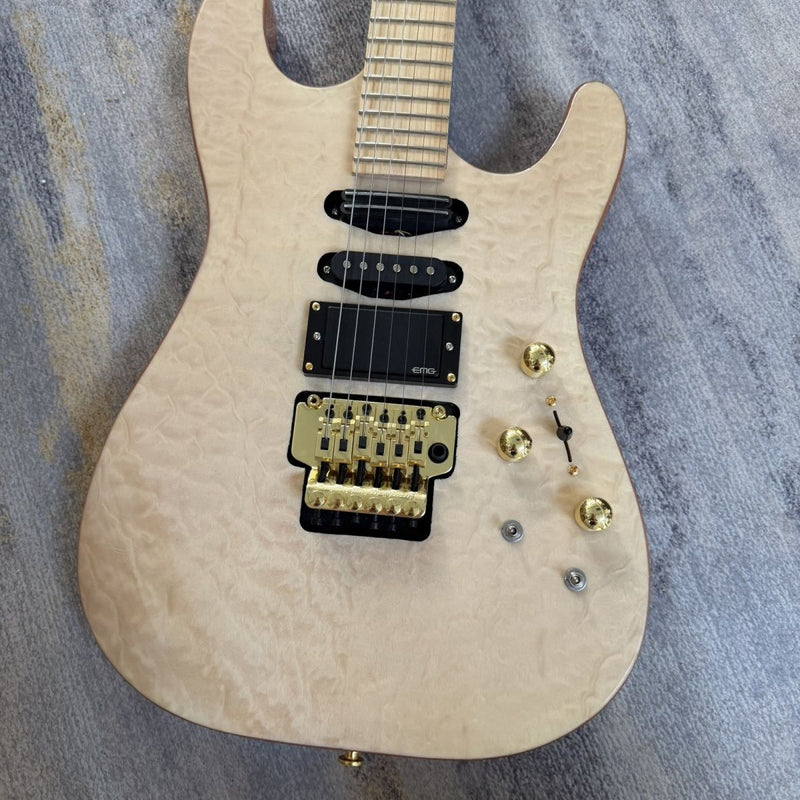 Jackson Style Electric Guitar with Gloss Natural Finish & Floyd Rose Style Tremolo(LRG-116)