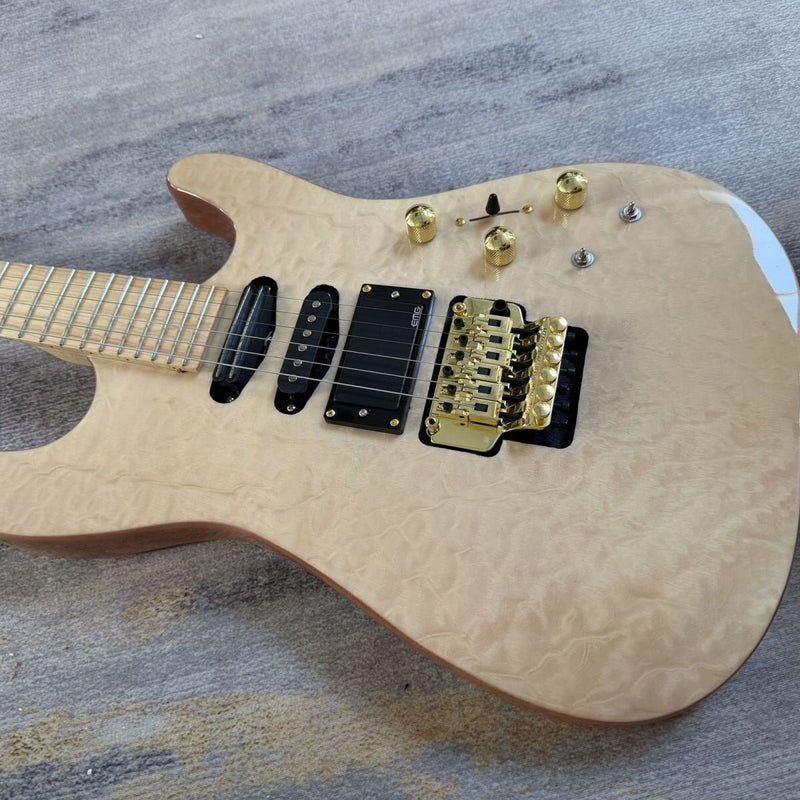 Jackson Style Electric Guitar with Gloss Natural Finish & Floyd Rose Style Tremolo(LRG-116)