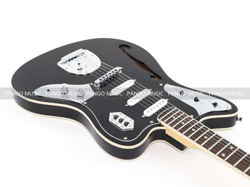 Jaguar Style Black Electric Guitar (GKS-015X, No Logo)