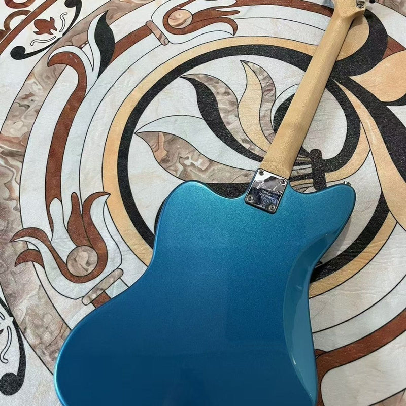 Jaguar Style Metallic Blue Finish Offset Electric Guitar (LRG-040, No Logo)