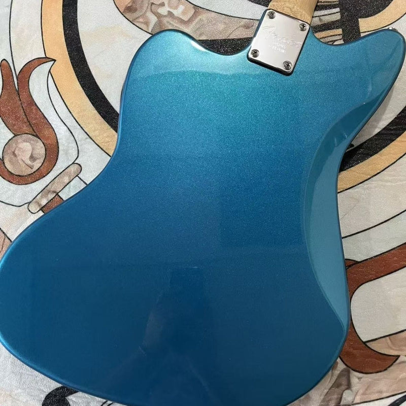 Jaguar Style Metallic Blue Finish Offset Electric Guitar (LRG-040, No Logo)