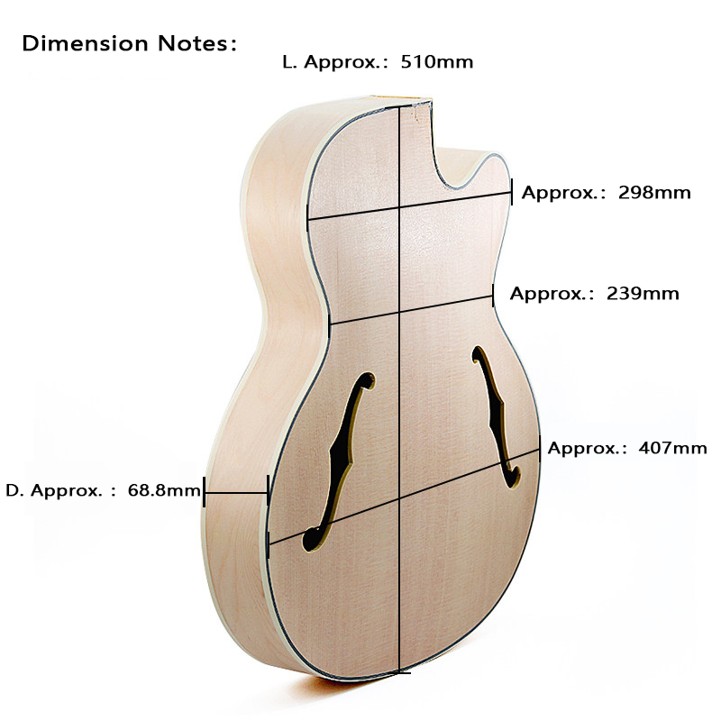 Joe Pass Style Semi-Hollow Jazz Guitar Body (HY-007)