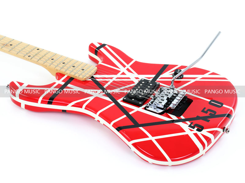 Kramer 5150 Style Red Striped Electric Guitar with Floyd Rose Tremolo (C2743, B Stock)