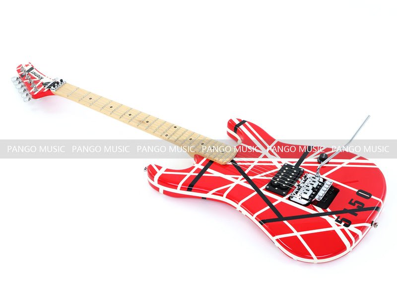 Kramer 5150 Style Red Striped Electric Guitar with Floyd Rose Tremolo (C2743, B Stock)