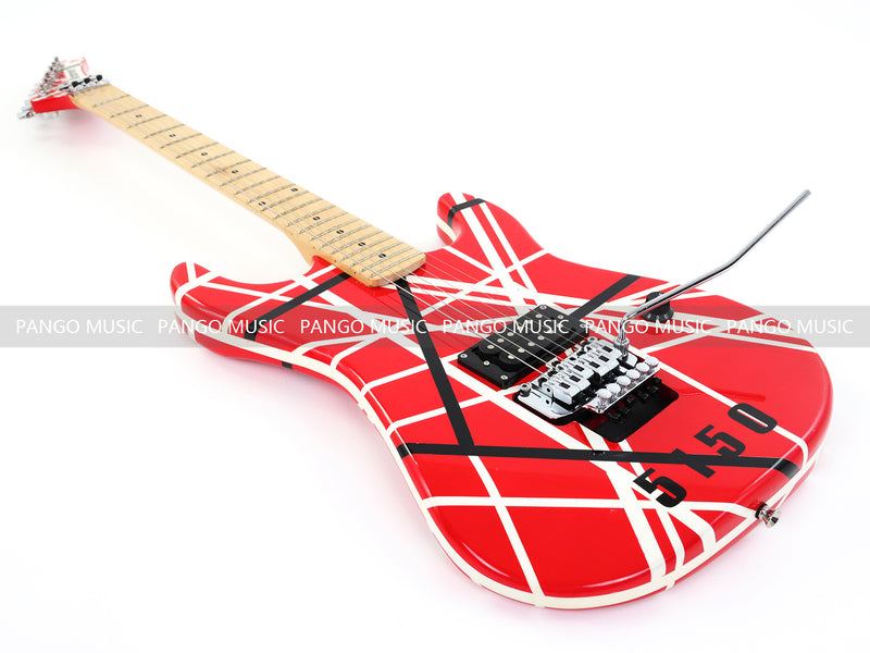 Kramer 5150 Style Red Striped Electric Guitar with Floyd Rose Tremolo (C2743, B Stock)