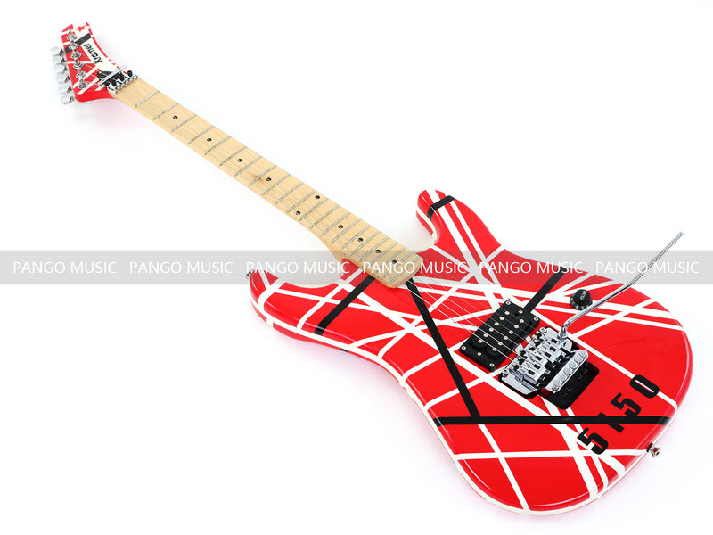 Kramer 5150 Style Red Striped Electric Guitar with Floyd Rose Tremolo (C2743, B Stock)