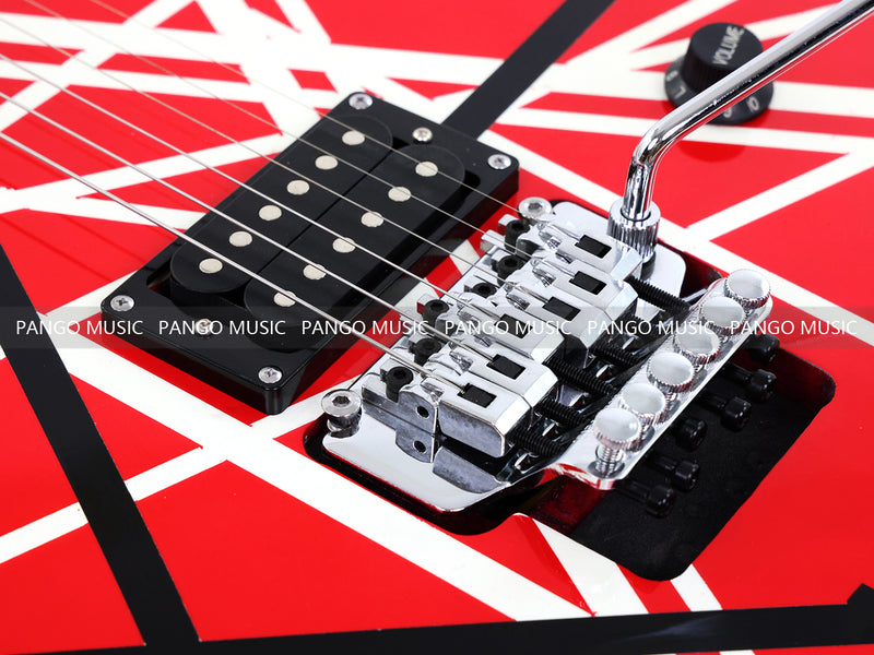 Kramer 5150 Style Red Striped Electric Guitar with Floyd Rose Tremolo (C2743, B Stock)