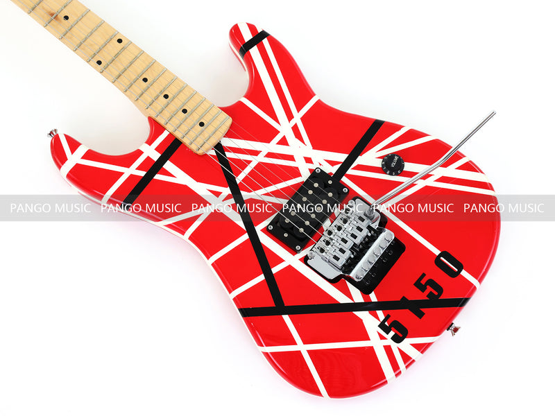 Kramer 5150 Style Red Striped Electric Guitar with Floyd Rose Tremolo (C2743, B Stock)