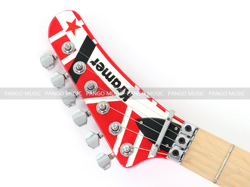 Kramer 5150 Style Red Striped Electric Guitar with Floyd Rose Tremolo (C2743, B Stock)