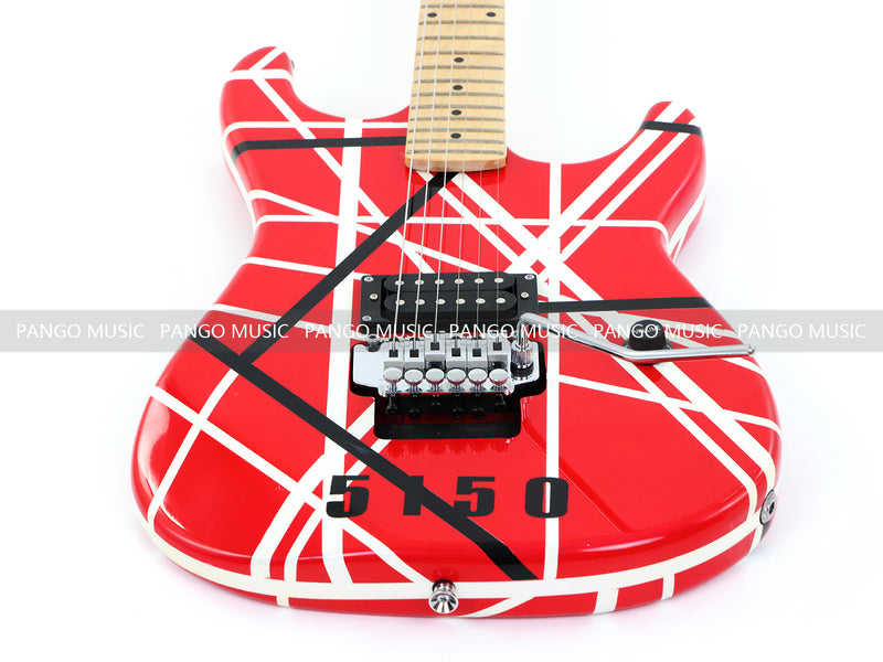Kramer 5150 Style Red Striped Electric Guitar with Floyd Rose Tremolo (C2743, B Stock)