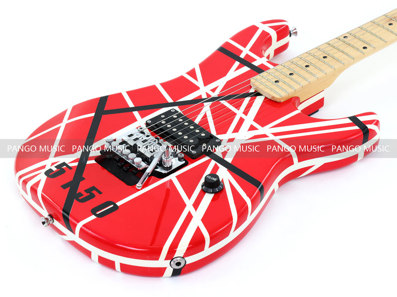 Kramer 5150 Style Red Striped Electric Guitar with Floyd Rose Tremolo (C2743, B Stock)