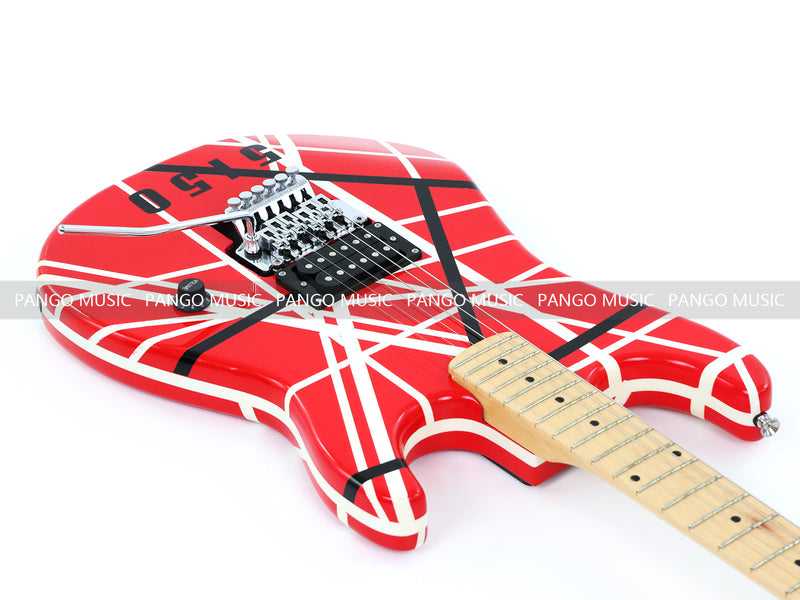 Kramer 5150 Style Red Striped Electric Guitar with Floyd Rose Tremolo (C2743, B Stock)