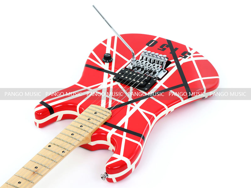 Kramer 5150 Style Red Striped Electric Guitar with Floyd Rose Tremolo (C2743, B Stock)