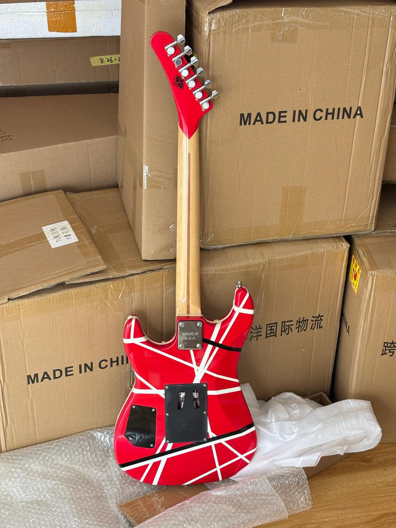 Kramer 5150 Style Red Striped Electric Guitar with Floyd Rose Tremolo (C2743, B Stock)