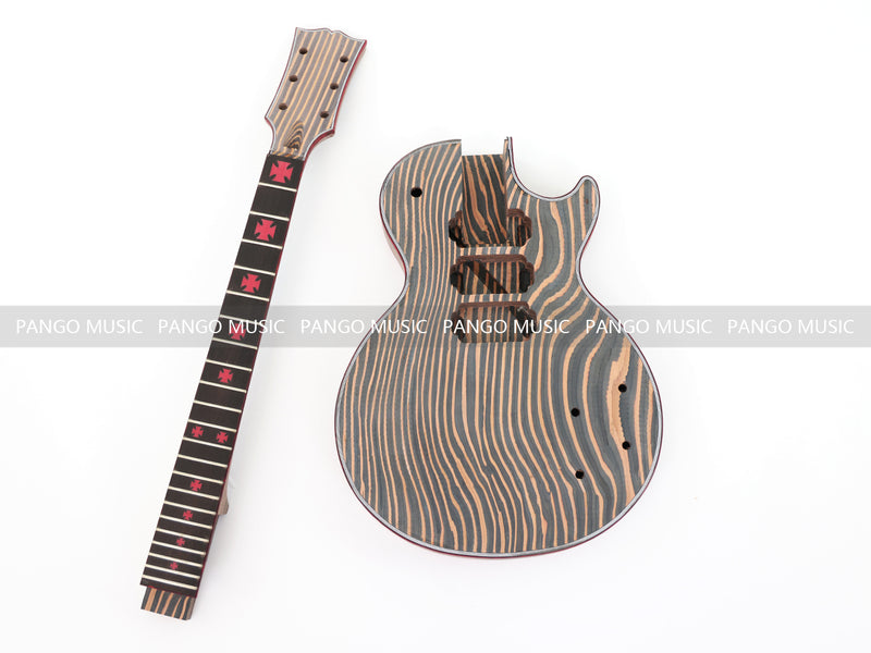 LP Custom Style All Zebrawood DIY Electric Guitar Kit (12795, Limited Edition)