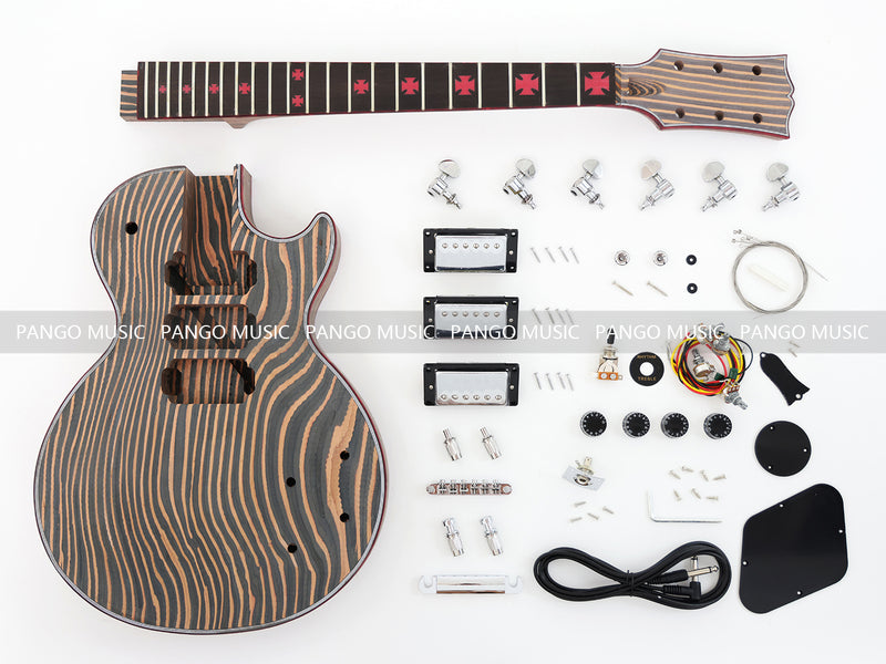 LP Custom Style All Zebrawood DIY Electric Guitar Kit (12795, Limited Edition)
