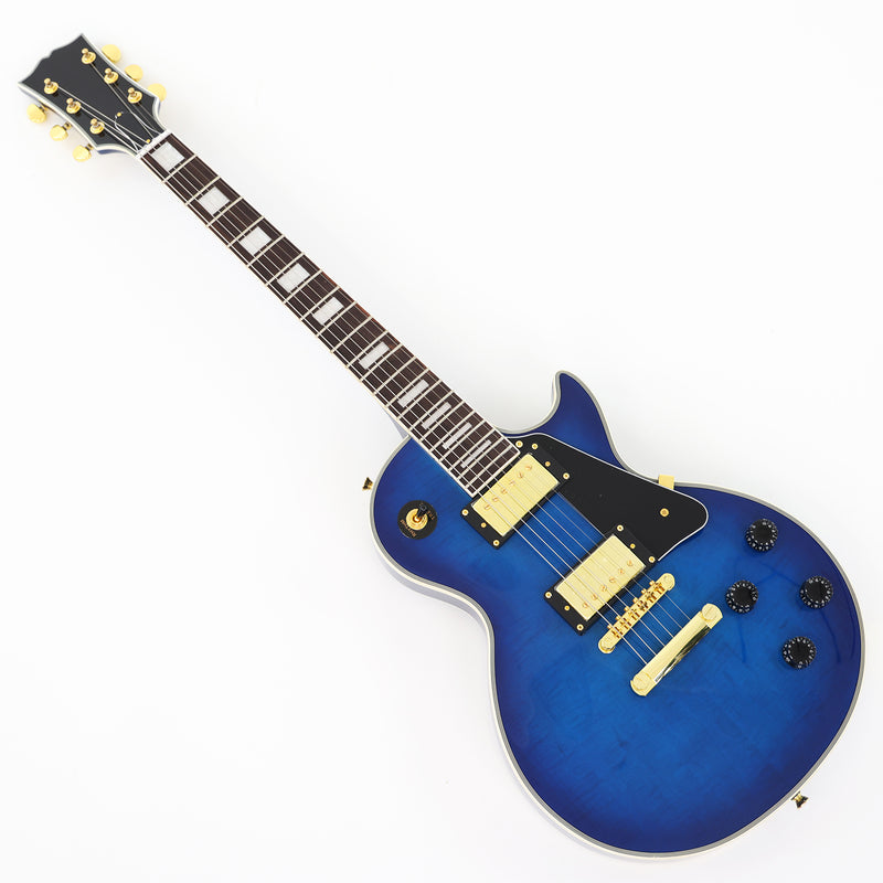 LP Custom Style Blue Electric Guitar with Flamed Maple Top (CST-013)
