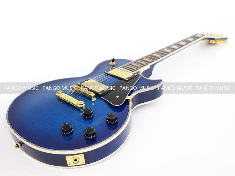 LP Custom Style Blue Electric Guitar with Flamed Maple Top (CST-013)