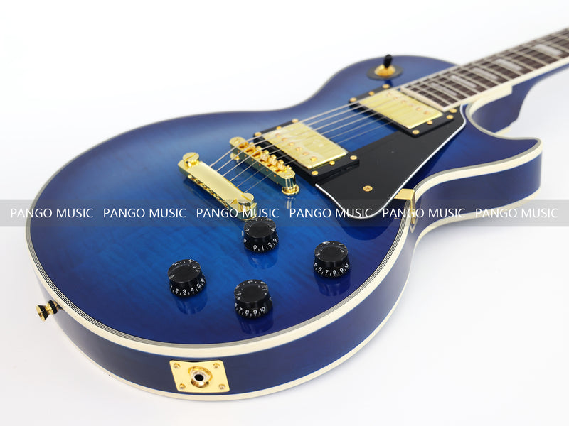 LP Custom Style Blue Electric Guitar with Flamed Maple Top (CST-013)