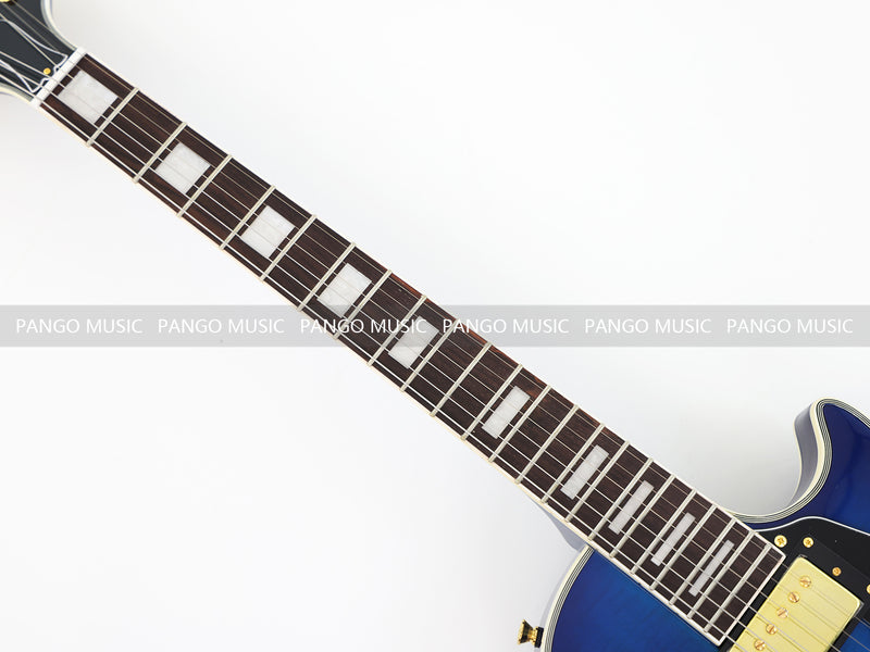 LP Custom Style Blue Electric Guitar with Flamed Maple Top (CST-013)
