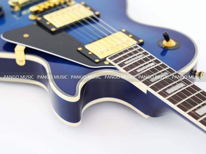 LP Custom Style Blue Electric Guitar with Flamed Maple Top (CST-013)