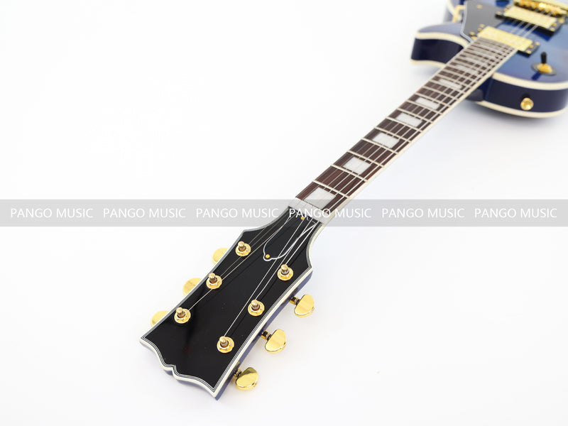 LP Custom Style Blue Electric Guitar with Flamed Maple Top (CST-013)