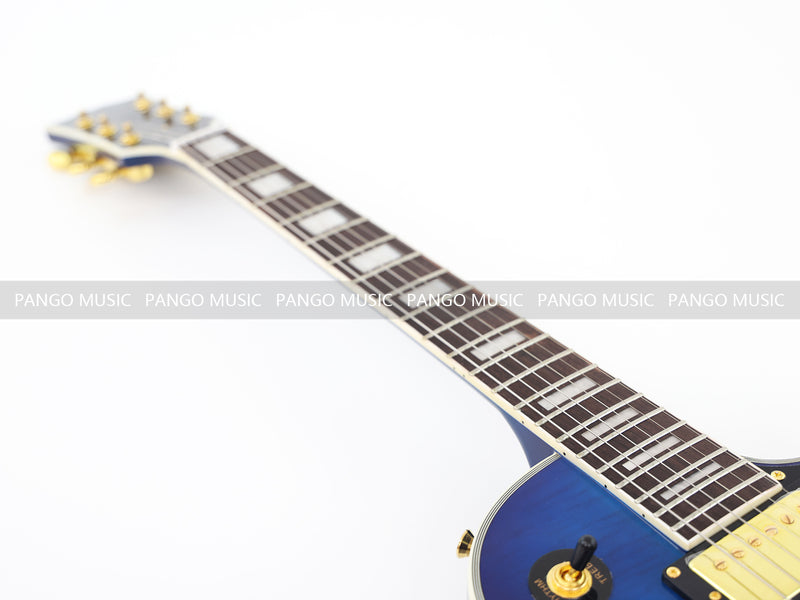 LP Custom Style Blue Electric Guitar with Flamed Maple Top (CST-013)
