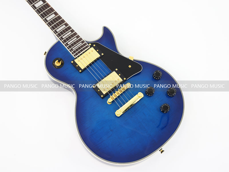 LP Custom Style Blue Electric Guitar with Flamed Maple Top (CST-013)