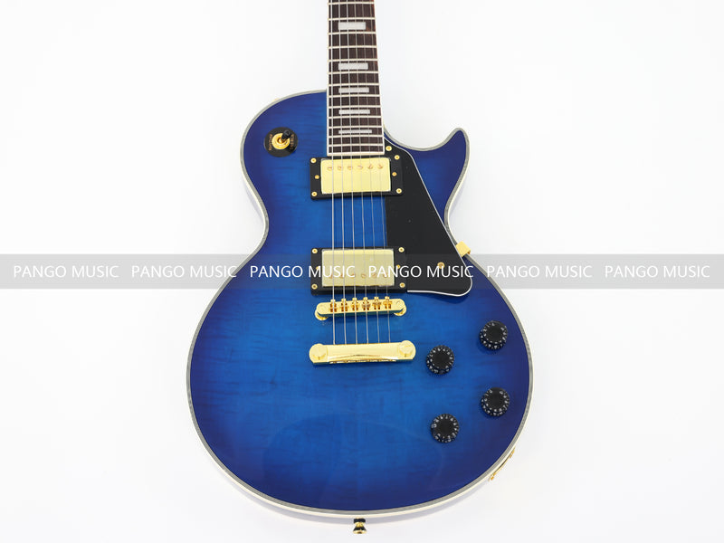 LP Custom Style Blue Electric Guitar with Flamed Maple Top (CST-013)