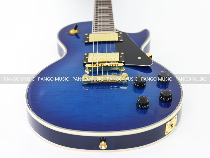 LP Custom Style Blue Electric Guitar with Flamed Maple Top (CST-013)