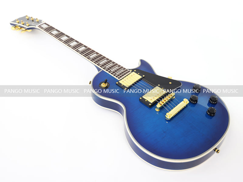 LP Custom Style Blue Electric Guitar with Flamed Maple Top (CST-013)