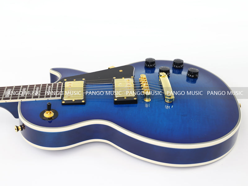 LP Custom Style Blue Electric Guitar with Flamed Maple Top (CST-013)