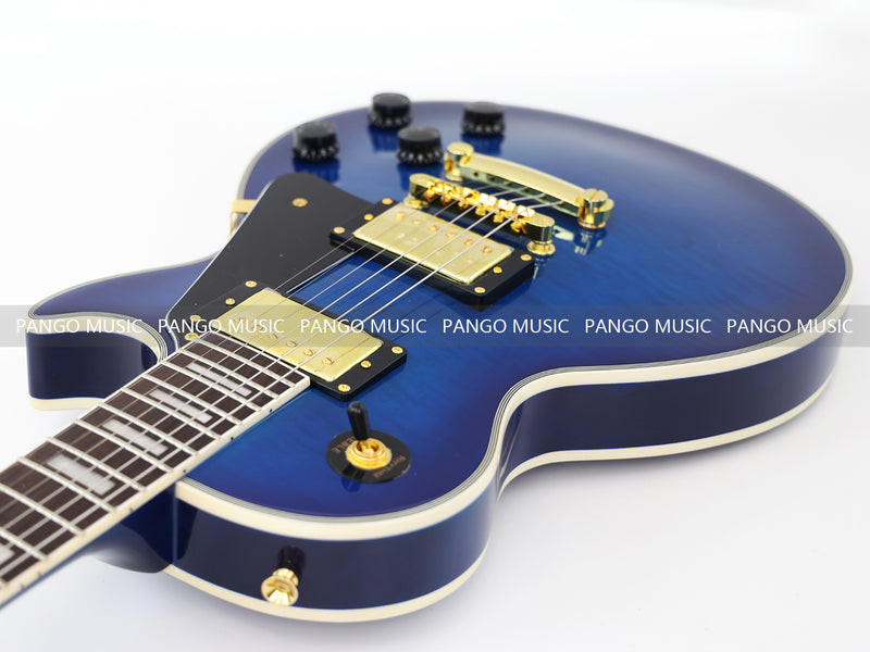 LP Custom Style Blue Electric Guitar with Flamed Maple Top (CST-013)