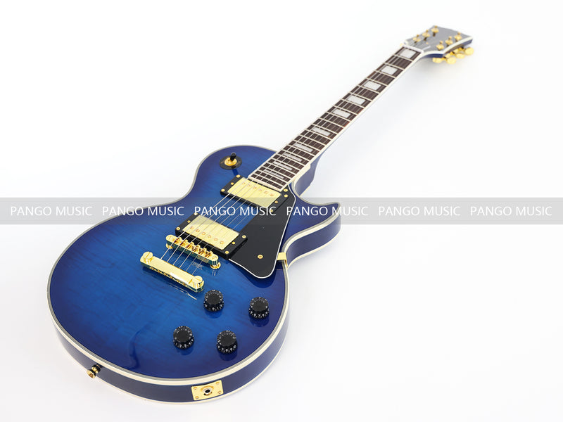 LP Custom Style Blue Electric Guitar with Flamed Maple Top (CST-013)