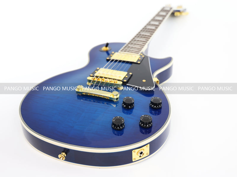 LP Custom Style Blue Electric Guitar with Flamed Maple Top (CST-013)