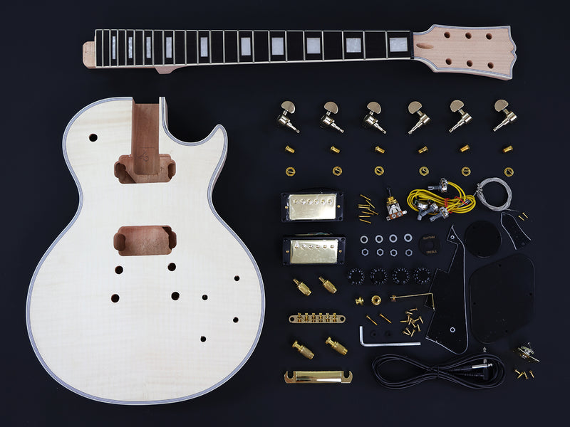 LP Custom Style DIY Electric Guitar Kit with Flamed Maple Top (LRF-042, Limited Edition)