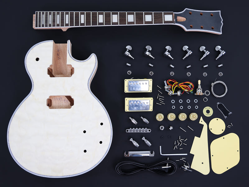 LP Custom Style DIY Electric Guitar Kit with Quilted Maple Top ( 11449-825, Limited Edition )