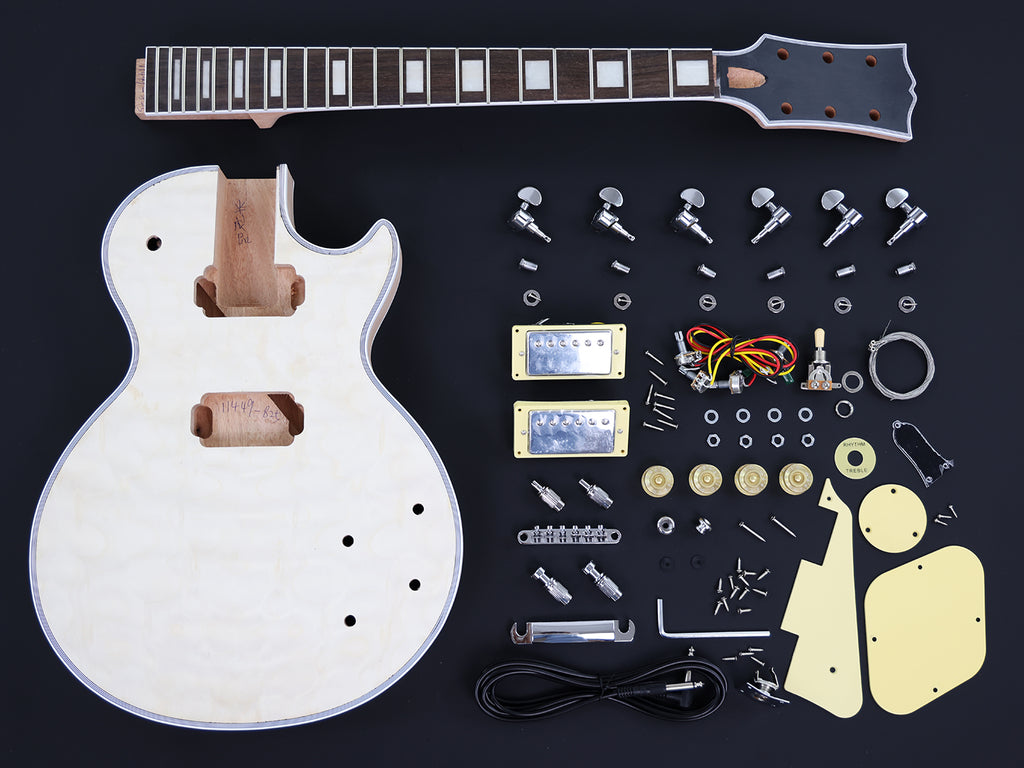 LP Custom Style DIY Electric Guitar Kit with Quilted Maple Top