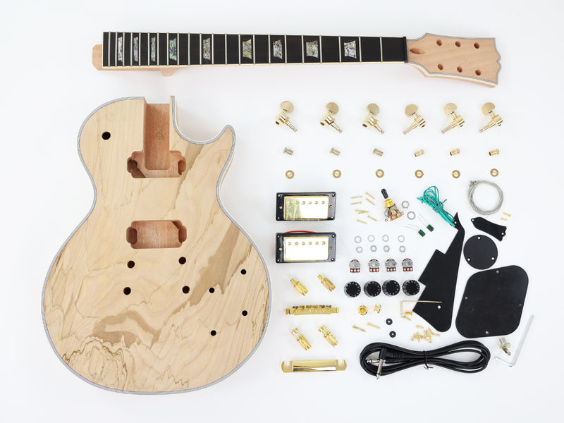 LP Custom Style DIY Electric Guitar Kit with Spalted Maple Top (LRF-040, Limited Edition)