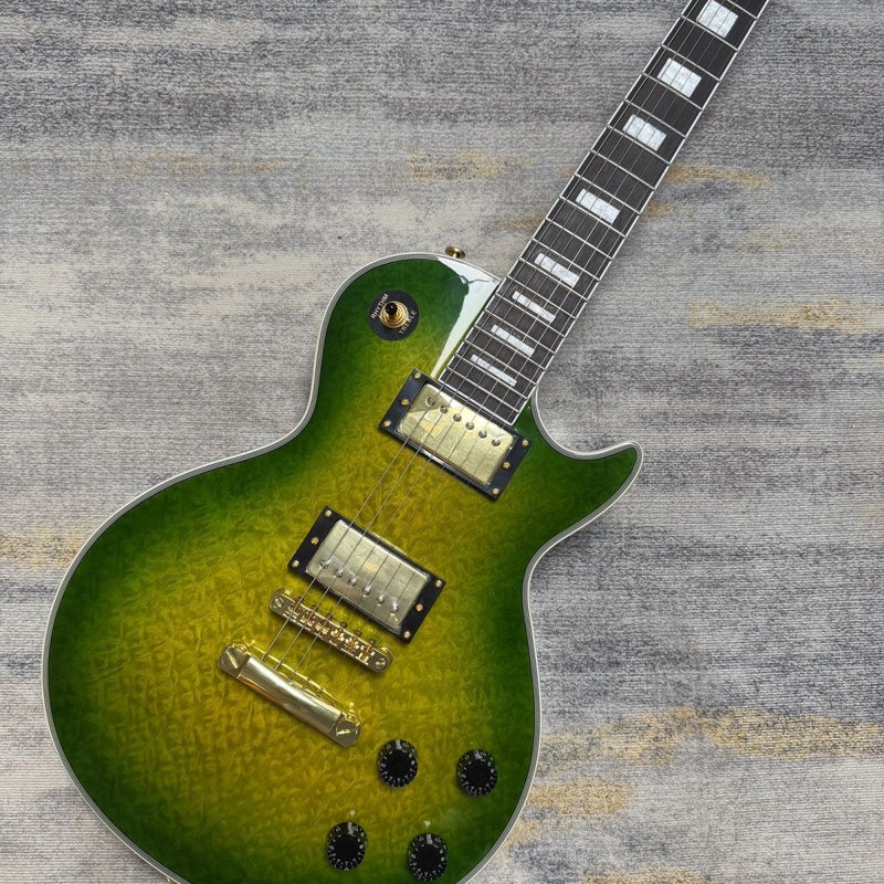 LP Custom Style Electric Guitar | Quilted Maple Top | Green Burst | Gold Hardware (LRG-058)