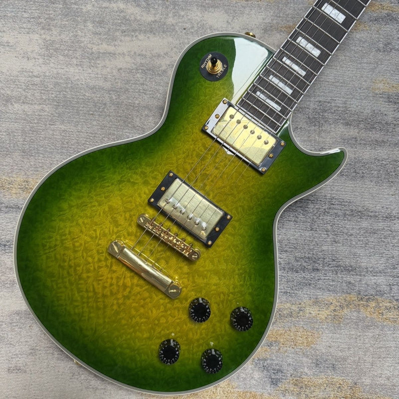 LP Custom Style Electric Guitar | Quilted Maple Top | Green Burst | Gold Hardware (LRG-058)