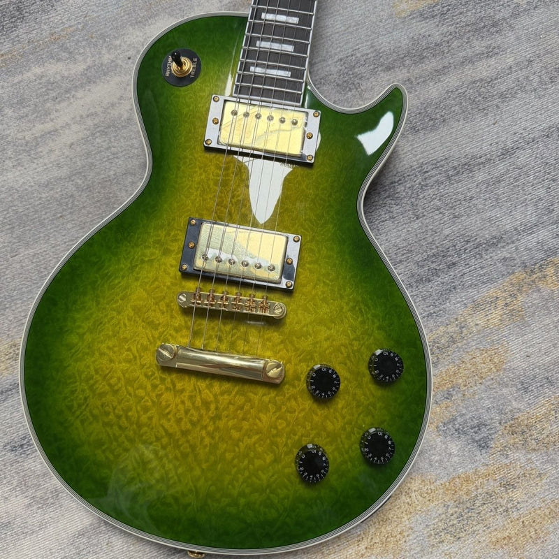 LP Custom Style Electric Guitar | Quilted Maple Top | Green Burst | Gold Hardware (LRG-058)
