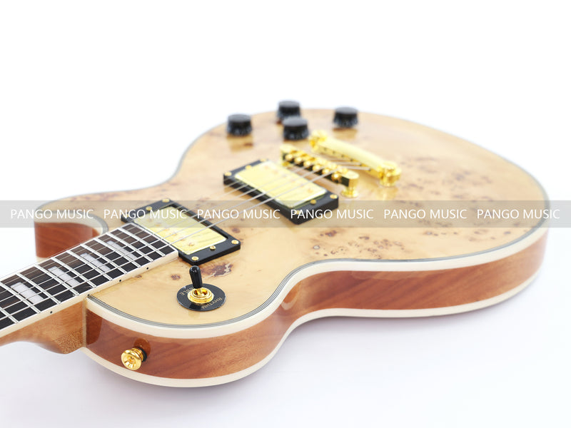 LP Custom Style Electric Guitar with Burl Maple Top (CST-003, No Logo)