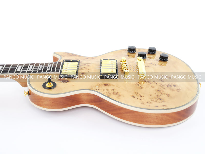 LP Custom Style Electric Guitar with Burl Maple Top (CST-003, No Logo)