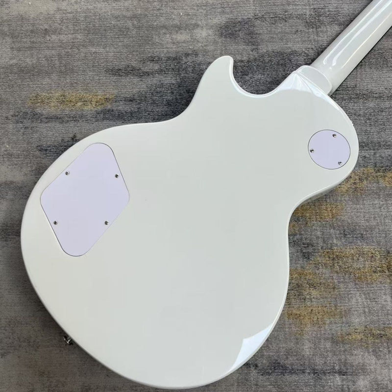 LP Custom Style Electric Guitar with Gloss White Finish & Red Kill Switches (LRG-077)