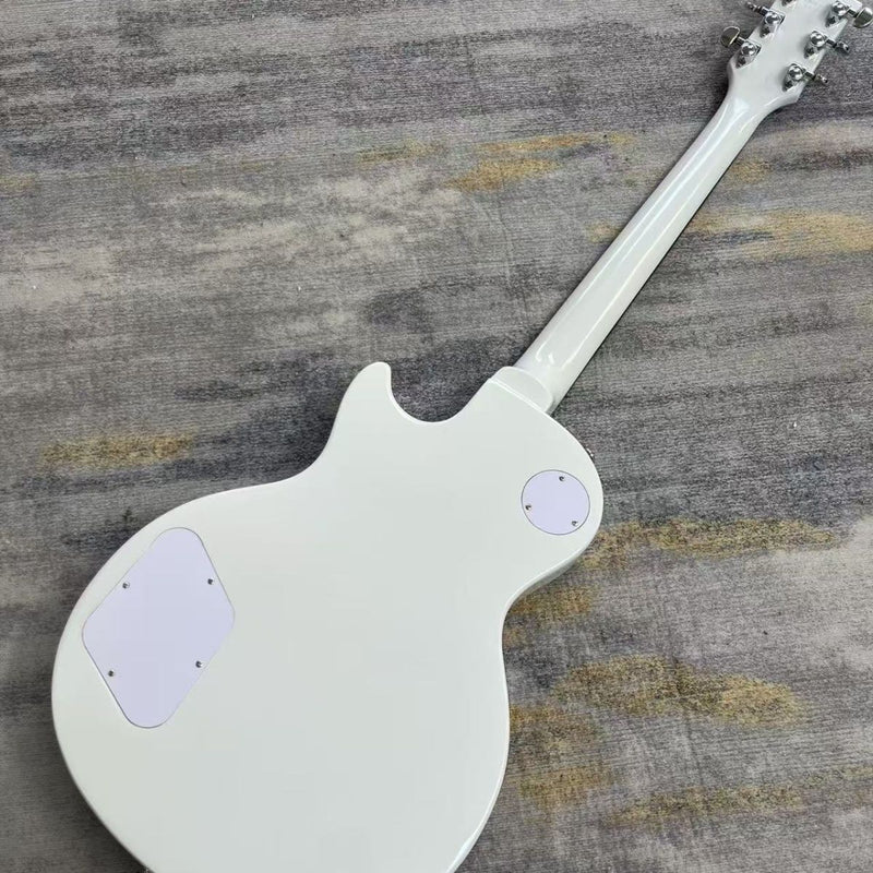 LP Custom Style Electric Guitar with Gloss White Finish & Red Kill Switches (LRG-077)