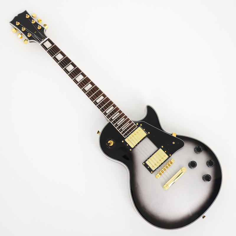 LP Custom Style Electric Guitar with Silver Metallic Finish (CST-008)