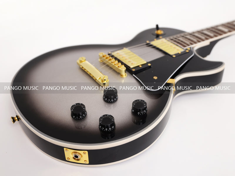 LP Custom Style Electric Guitar with Silver Metallic Finish (CST-008)