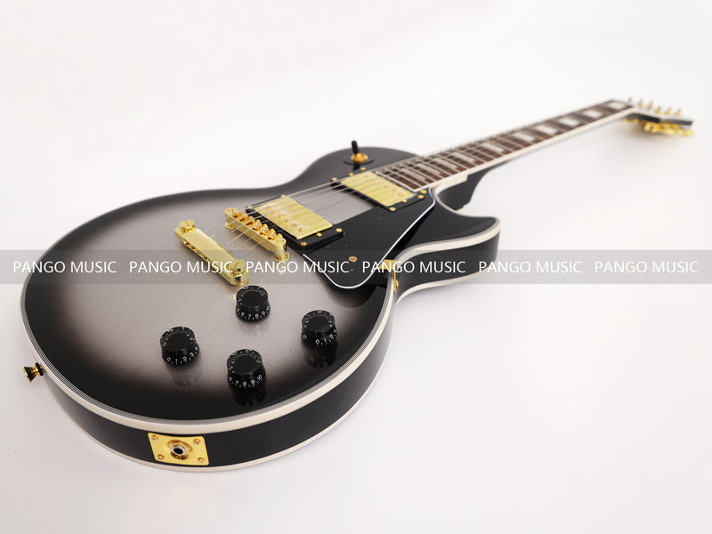LP Custom Style Electric Guitar with Silver Metallic Finish (CST-008)