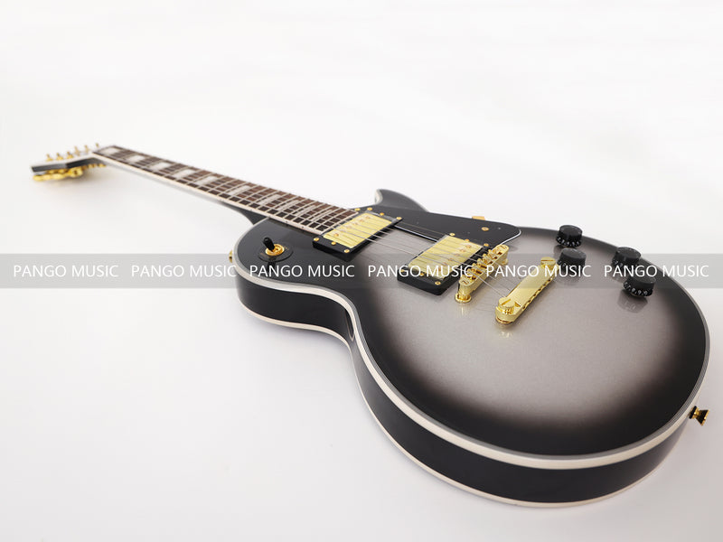 LP Custom Style Electric Guitar with Silver Metallic Finish (CST-008)